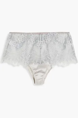 I.D. Sarrieri Hoch sitzendes Höschen aus Satin mit Tülleinsätzen und Stickereien - - 0