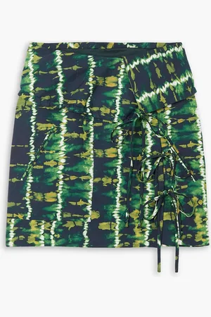 Altuzarra Hilaree Mini-Wickelrock aus Stretch-Baumwolle mit Batikmuster - Grün - FR 34