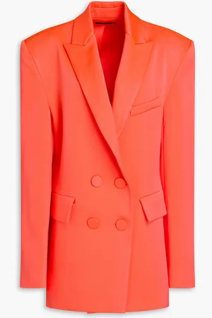 ALEX PERRY Doppelreihiger Blazer aus neonfarbenem glänzendem Crêpe - Orange - UK 16
