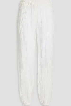 Tory Burch Karottenhose aus Gaze aus einer Ramie-Baumwollmischung in Knitteroptik - Weiß - XL