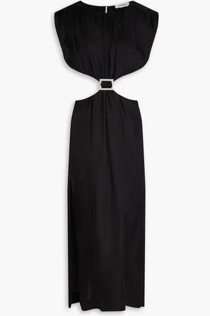 Sandro Midikleid aus glänzendem Twill mit Cut-outs und Kristallverzierung - - FR 38