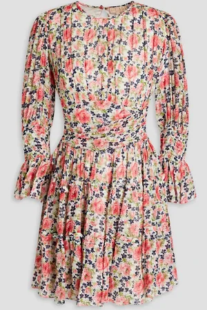 by Ti Mo Gerafftes Minikleid aus Georgette mit floralem Print - - XS