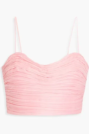 AJE Laurier Wave Cropped Oberteil aus plissiertem Organza - Pink - UK 4