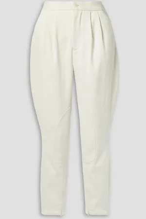 Ralph Lauren Karottenhose aus Twill aus einer Baumwoll-Wollmischung mit Falten - Weiß - US 8