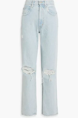 SLVRLAKE London hoch sitzende Jeans mit geradem Bein in Distressed-Optik - Blau - 27