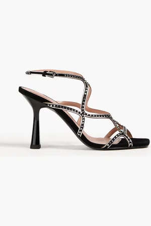 Alberta Ferretti Sandalen aus Veloursleder mit Kristallverzierung - - EU 41