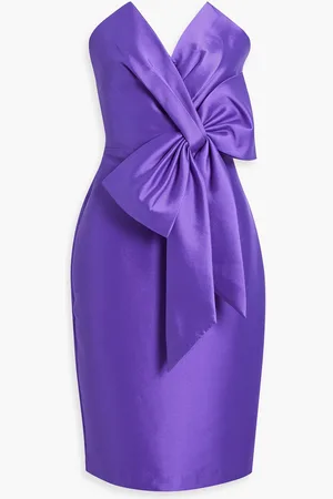 Badgley Mischka Trägerloses Kleid aus Faille mit Schleife - - US 4