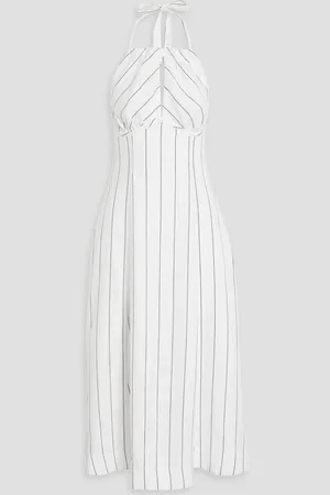 Nicholas Neckholder-Midikleid aus einer Leinenmischung mit Streifen und Cut-outs - - US 6
