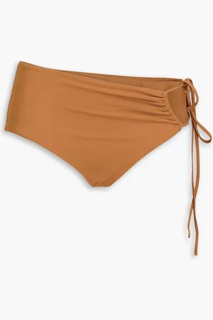 CHRISTOPHER ESBER Hoch sitzendes Bikini-Höschen mit Cut-outs und Raffungen - Braun - UK 6