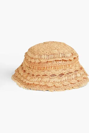 ZIMMERMANN Sonnenhut aus Raffiabastimitat mit Fransen - Neutral - ONESIZE