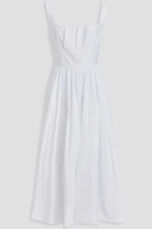 EMILIA WICKSTEAD Terry gerafftes Midikleid aus Baumwollpopeline - - UK 12