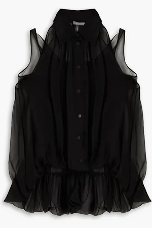 Alberta Ferretti Gerafftes Oberteil aus Seidenchiffon - - IT 38