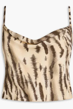 ROTATE Cropped Tanktop aus Jacquard mit Tigerprint - Neutral - DE 36