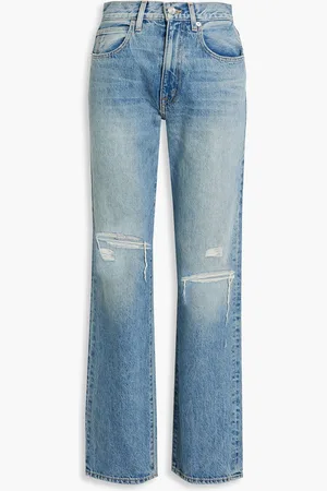 SLVRLAKE Hoch sitzende Jeans mit geradem Bein in Distressed-Optik - Blau - 23