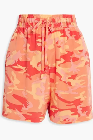Equipment Nimma Shorts aus vorgewaschener Seide mit Camoufage-Print - Orange - US 4