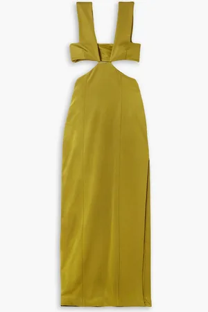 GALVAN Maxikleid aus Stretch-Strick mit Cut-outs - Grün - FR 34
