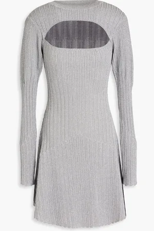 Nicholas Minikleid aus Metallic-Rippstrick mit Cut-outs - Metallic - XL