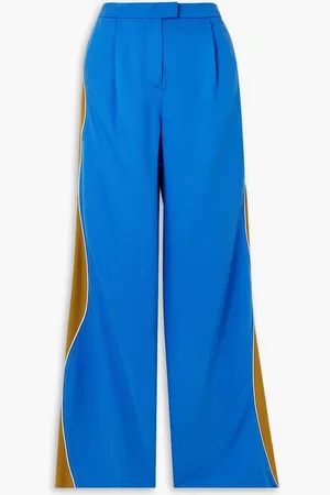 Ahluwalia Lagos Hose mit weitem Bein aus Lyocell-Twill mit Jersey-Einsätzen - Blau - UK 12
