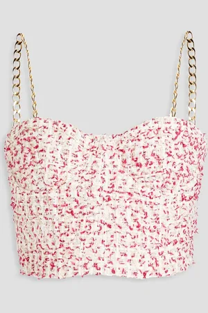 ALICE+OLIVIA Alice Olivia - Cristi Cropped Oberteil aus Tweed mit Crêpe-Einsätzen - - US 10