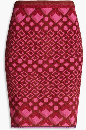 Diane von Furstenberg Bleistiftrock aus Jacquard-Strick in Minilänge und Metallic-Optik - Pink - XS