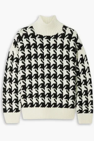 NILI LOTAN Juliette Rollkragenpullover aus Wolle mit Hahnentrittmuster - - L