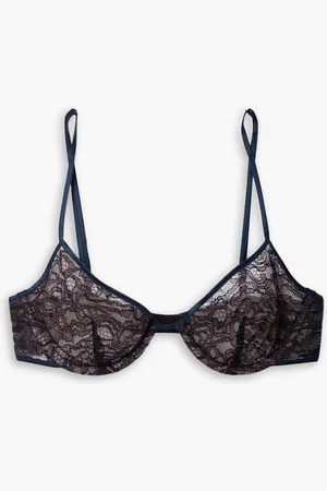 Kiki de Montparnasse Enchante Bügel-BH aus Spitze mit Satinbesätzen - Blau - 36 DD