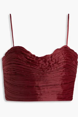 AJE Laurier Wave Cropped Oberteil aus plissiertem Organza - - UK 14