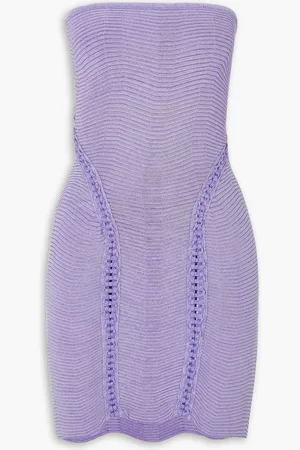 Isa Boulder Wideturn trägerloses Minikleid aus geripptem Stretch-Strick - Lila - L