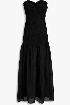 Nicholas Trägerloses Maxikleid aus Voile aus einer Baumwoll-Seidenmischung mit Raffung - - US 4