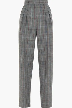 Tory Burch Karierte Karottenhose aus Webstoff mit Falten - - US 10