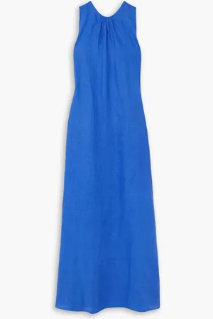FAITHFULL THE BRAND Sommar rückenfreies Maxikleid aus Leinen - Blau - UK 6