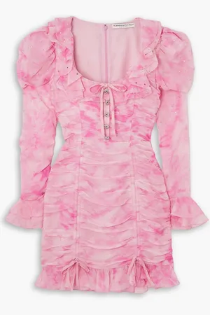 Alessandra Rich Minikleid aus Seiden-Georgette mit Batikmuster und Verzierungen - - IT 38