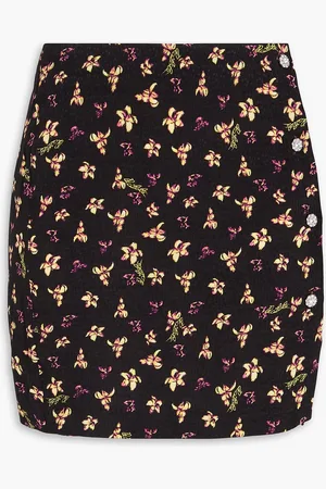 ROTATE Minirock aus Jacquard mit floralem Print und Zierknöpfen - - DE 38