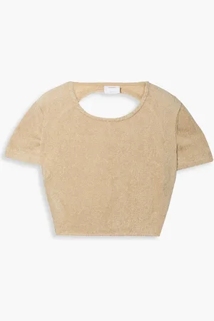 TERRY TOWELLING Pettine Cropped Oberteil aus Baumwollfrottee mit Cut-outs - Neutral - L