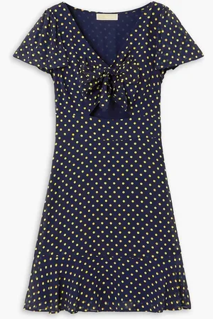Michael Kors Astor Minikleid aus Georgette mit recycelten Fasern, Polka-Dots und Cut-out - Blau - US 0