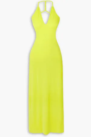 DION LEE Midikleid aus Stretch-Cady mit Rückenausschnitt - Gelb - UK 10
