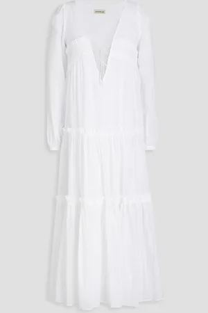 Nicholas Midikleid aus Voile aus einer Baumwoll-Seidenmischung mit Raffung - - US 0