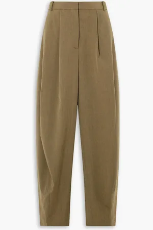 tibi Simon Hose aus Woll-Twill mit Falten - Grün - US 0