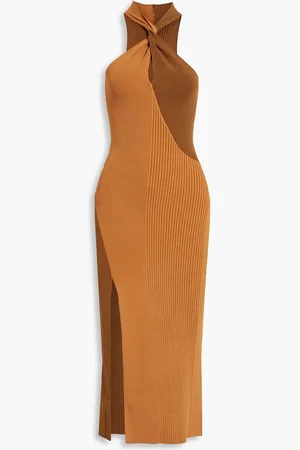 Nicholas Zweifarbiges Midikleid aus Rippstrick mit Twist-Detail - - XL