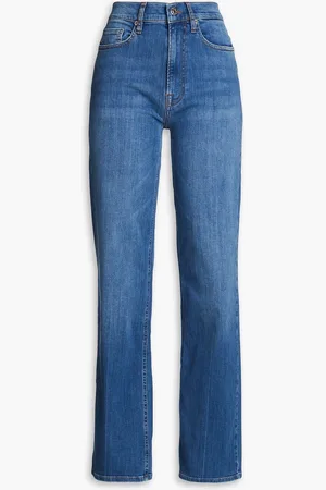 Tomorrow Denim Brown hoch sitzende Jeans mit geradem Bein - Blau - 32W-32L
