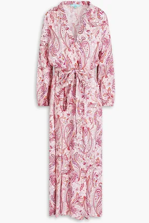 Melissa Odabash Gabby Kaftan aus Musselin mit Paisley-Print und Gürtel - - XS