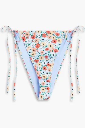 Agua by Agua Bendita Ipanema La Fania gestepptes halbhohes Bikini-Höschen mit floralem Print - Blau - L