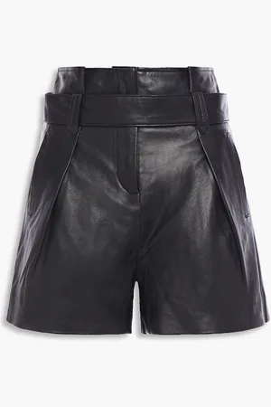 Muubaa Donan belted pleated leather shorts - - UK 16