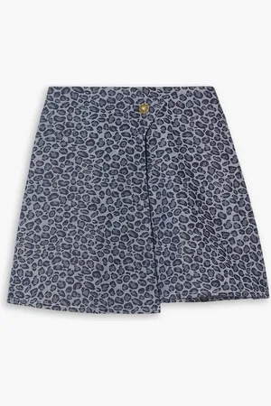 Tolu Coker Mini-Wickelrock aus Denim-Jacquard - Blau - L