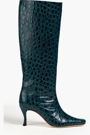 By Far Stevie kniehohe Stiefel aus Leder mit Krokodileffekt - Grün - EU 35