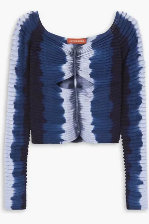 Altuzarra Schulterfreies, geripptes Oberteil mit Batikmuster und Cut-outs - Blau - XS