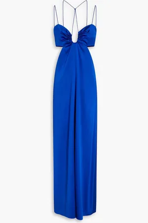 Frame Maxikleid aus Satin aus Stretch-Seide mit Raffungen und Cut-outs - Blau - XS