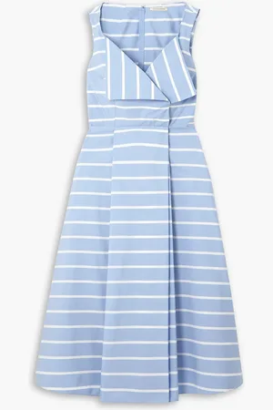 EMILIA WICKSTEAD Hellison Midikleid aus gestreifter Baumwollpopeline - Blau - UK 6