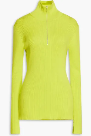 Ganni Gerippter Rollkragenpullover aus Merinowolle - Gelb - XL