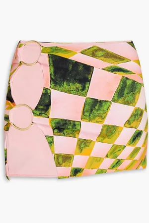 Louisa Ballou Minirock aus Stretch-Jersey mit floralem Print und Ringdetails - Pink - S